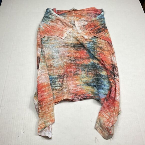 Jess & Jane Tunic Abstract Print Cold Shoulder Short Sleeve Studded Top LARGE - Picture 9 of 10